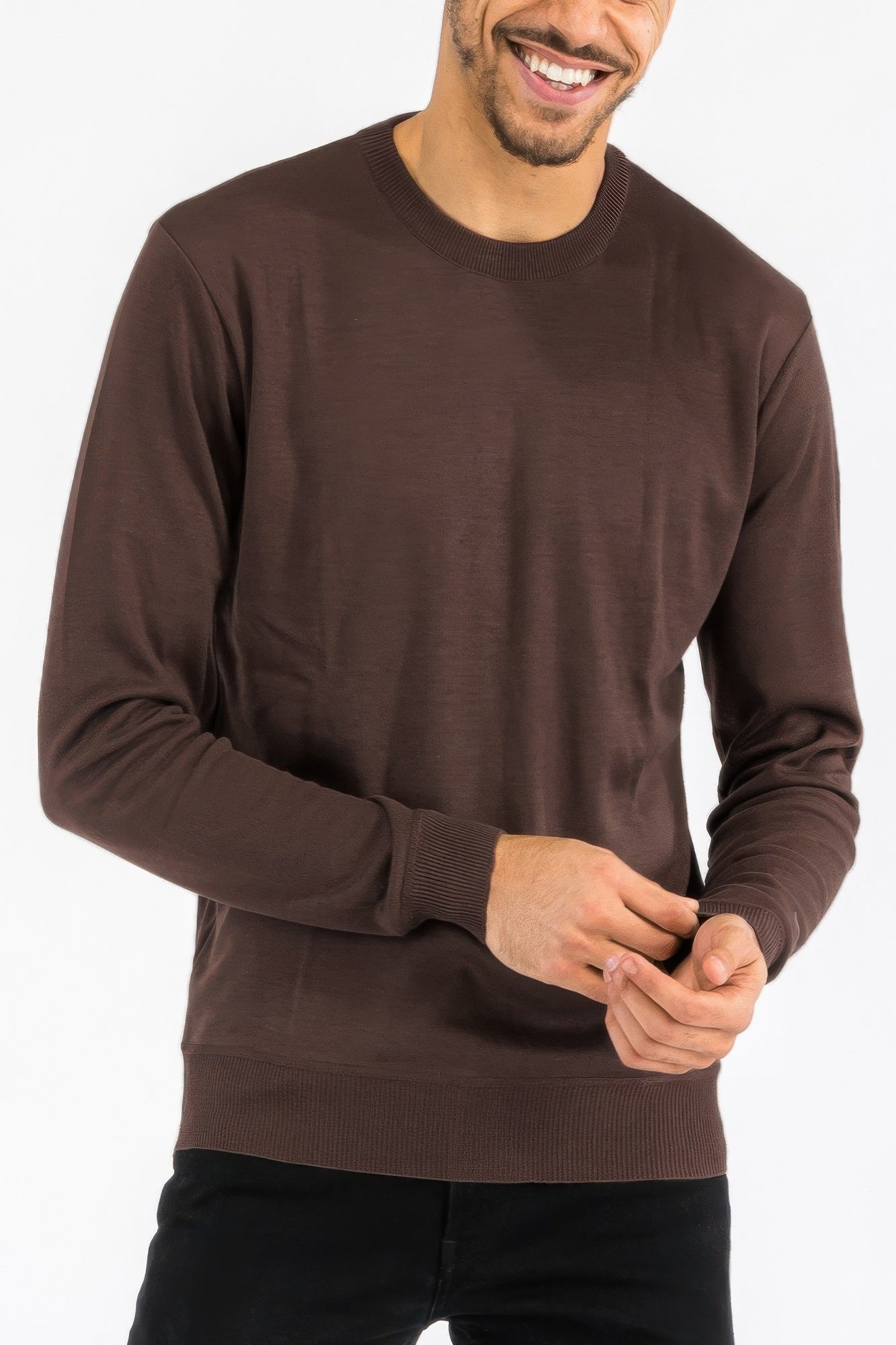 Solid Color Round Neck Sweater