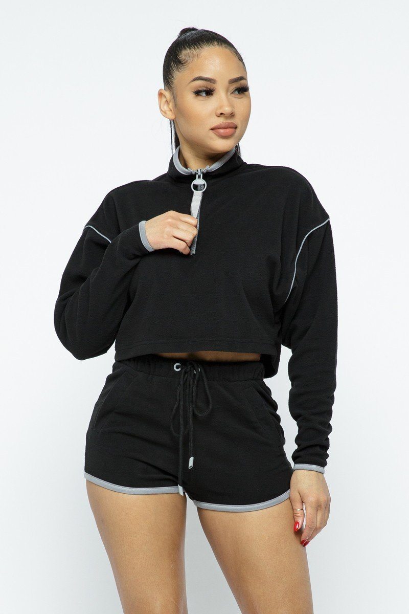 Sporty Crop Top Sporty High-waist Shorts Set - Supreme Deals