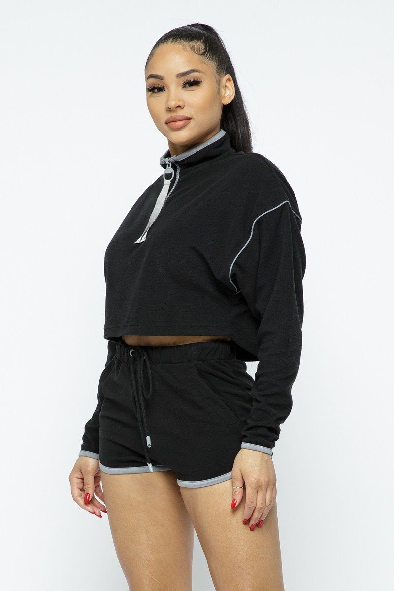 Sporty Crop Top Sporty High-waist Shorts Set - Supreme Deals