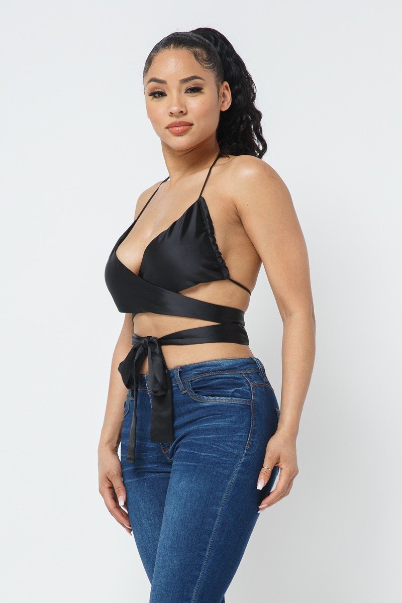 Satin Wrap Around Top - Supreme Deals