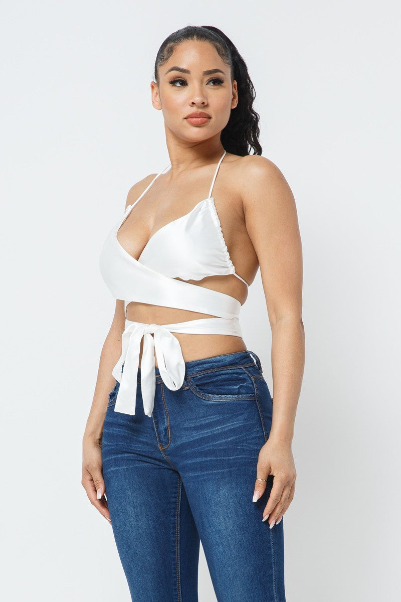 Satin Wrap Around Top - Supreme Deals