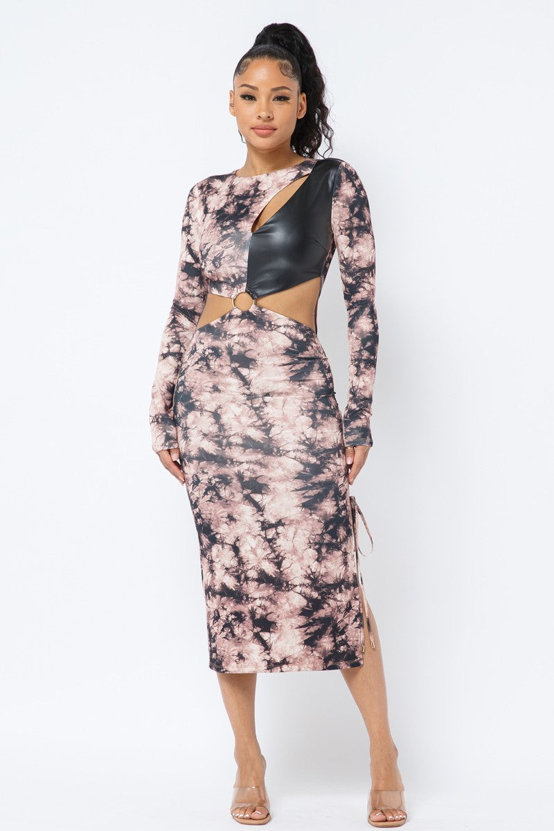 Tie Dye Long Sleeve Midi Dress - Supreme Deals