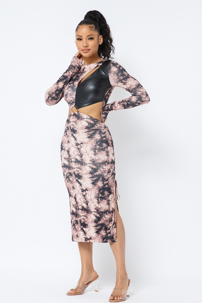 Tie Dye Long Sleeve Midi Dress - Supreme Deals