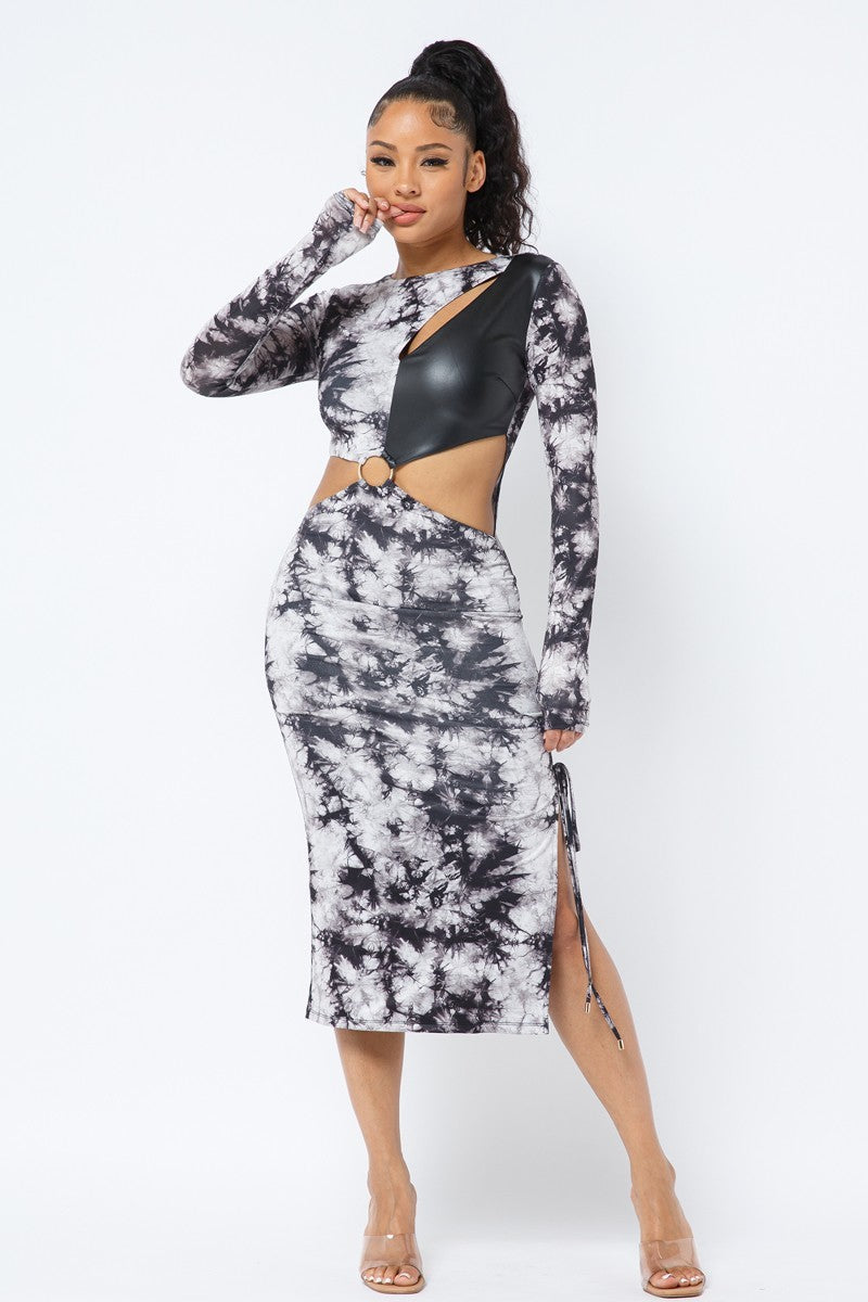 Tie Dye Long Sleeve Midi Dress - Supreme Deals