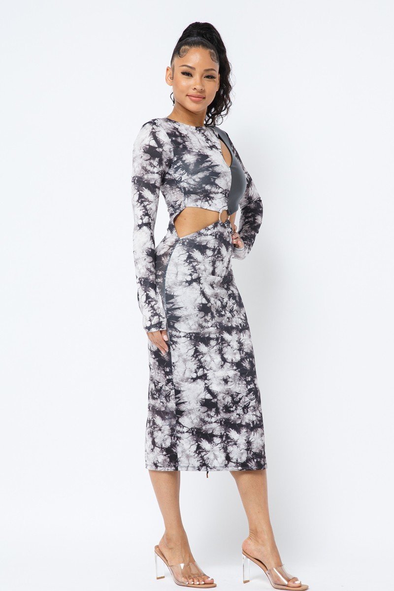 Tie Dye Long Sleeve Midi Dress - Supreme Deals