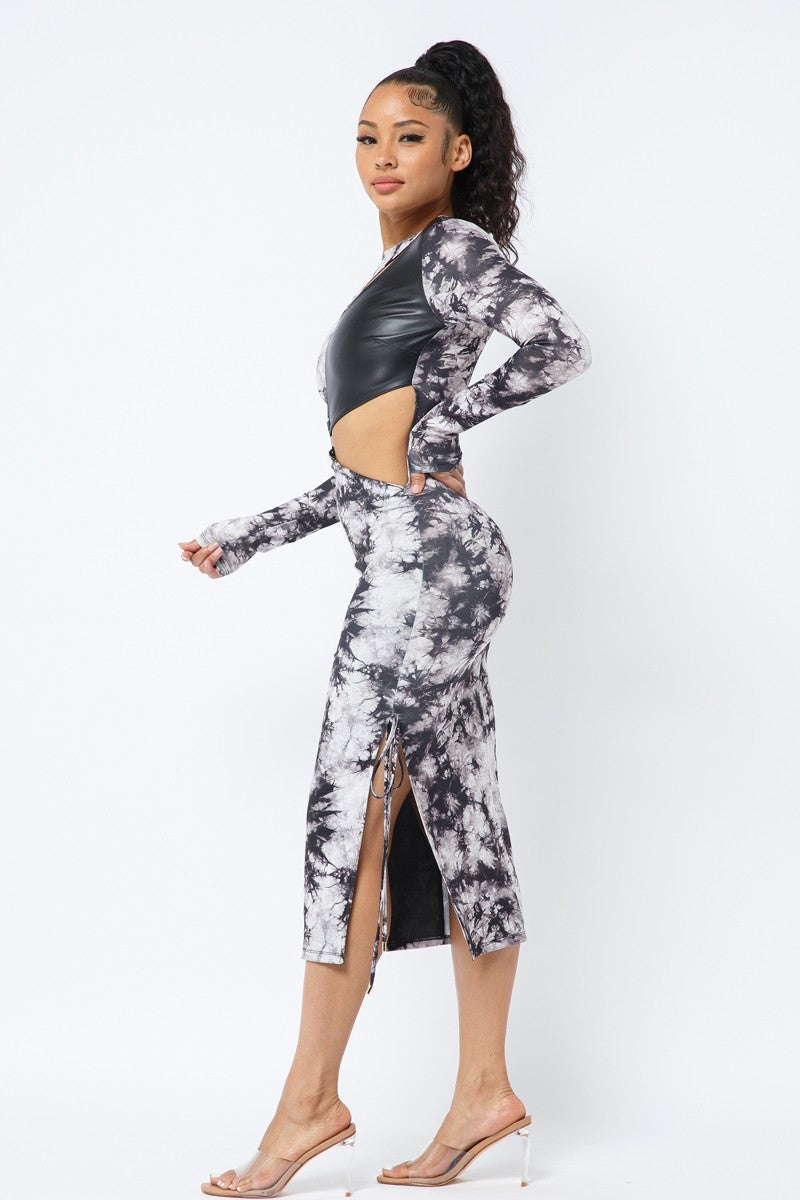 Tie Dye Long Sleeve Midi Dress - Supreme Deals