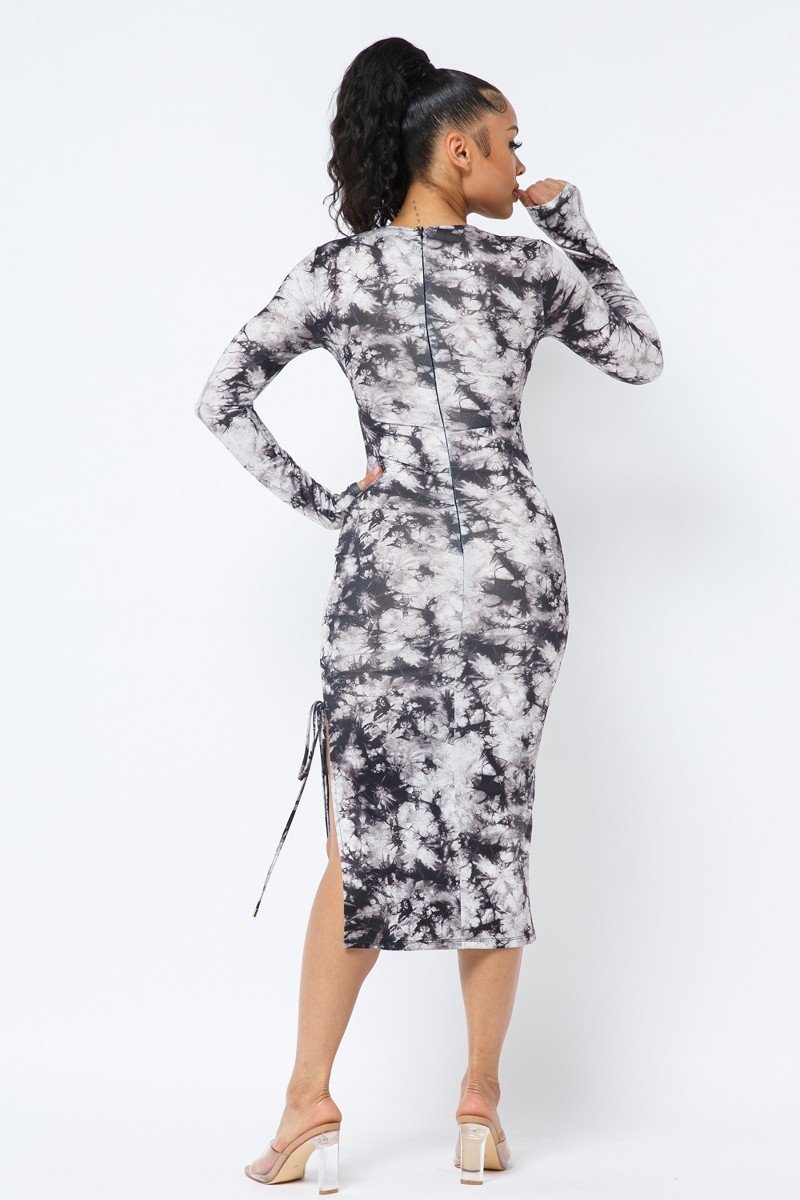 Tie Dye Long Sleeve Midi Dress - Supreme Deals