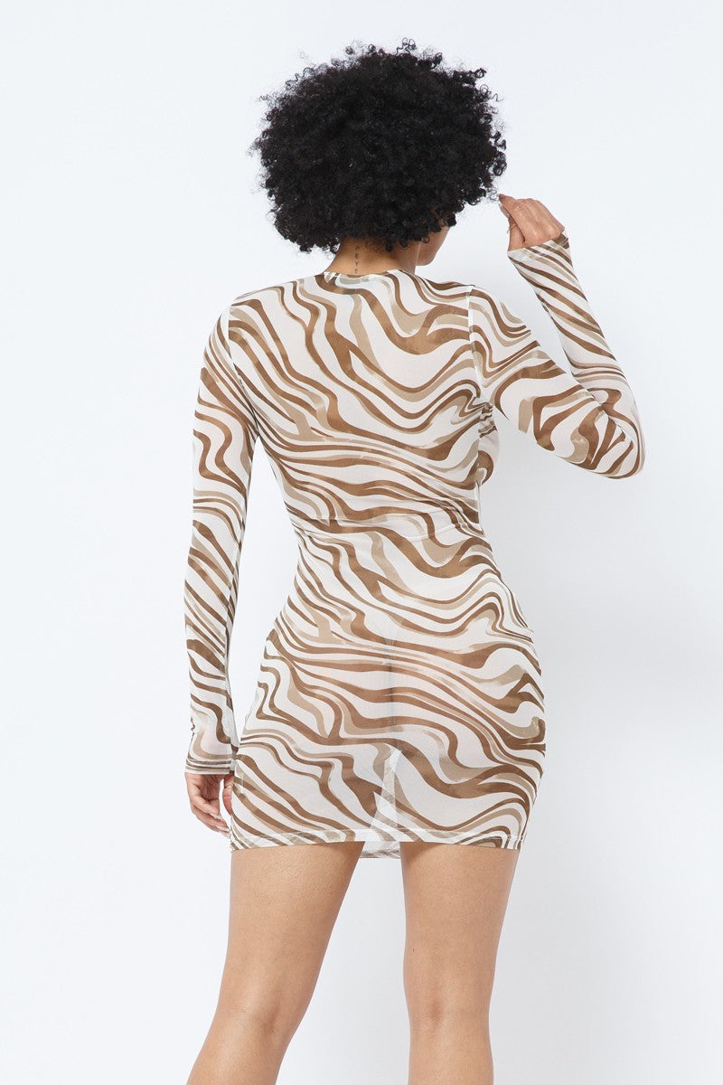 Printed Mesh Dress - Supreme Deals