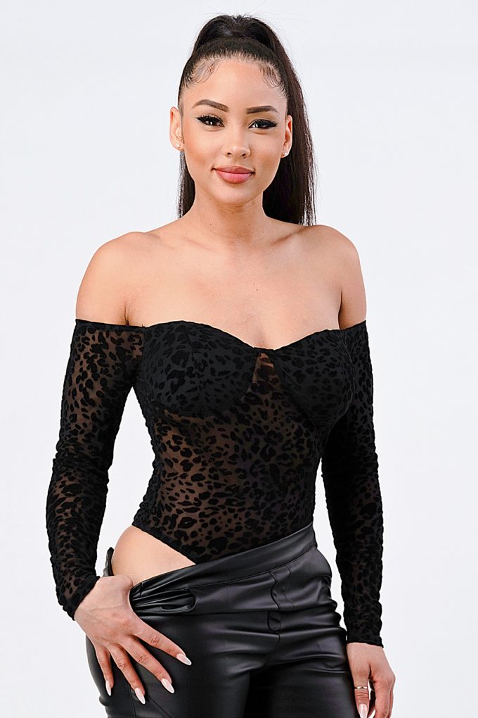 Leopard Print Off Shoulder Bodysuit - Supreme Deals