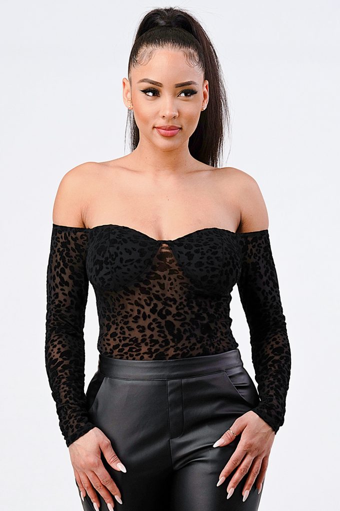 Leopard Print Off Shoulder Bodysuit - Supreme Deals