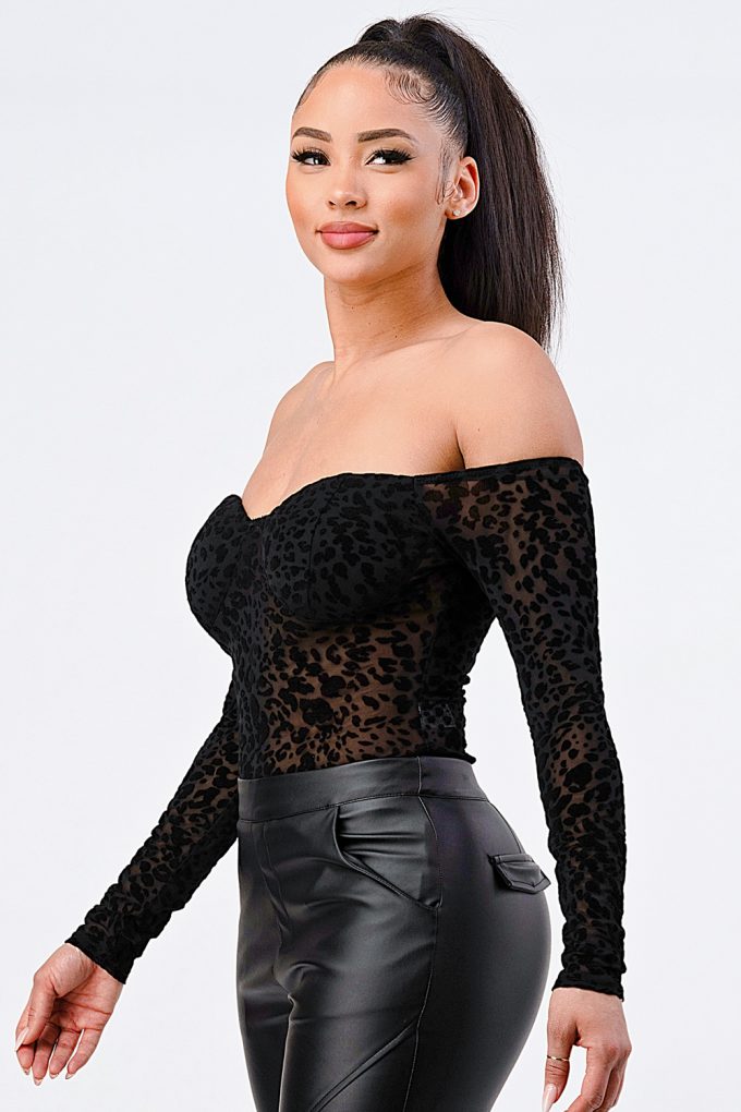 Leopard Print Off Shoulder Bodysuit - Supreme Deals