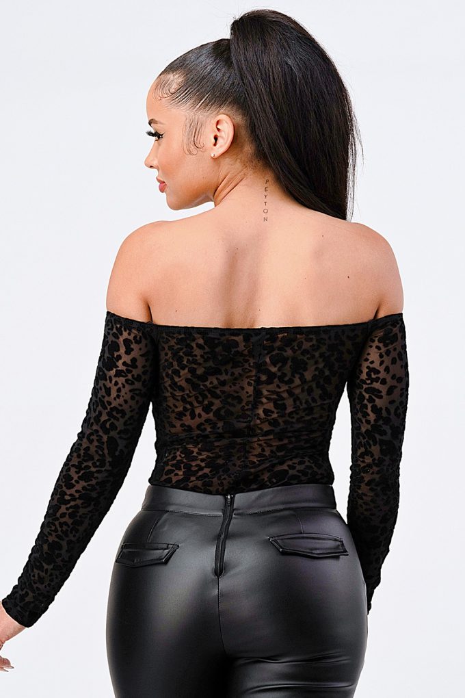 Leopard Print Off Shoulder Bodysuit - Supreme Deals