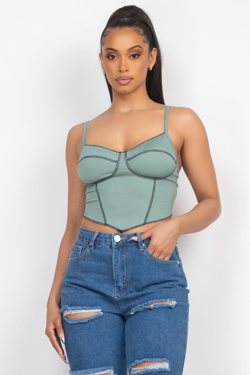 Bustier Sleeveless Ribbed Top - Supreme Deals