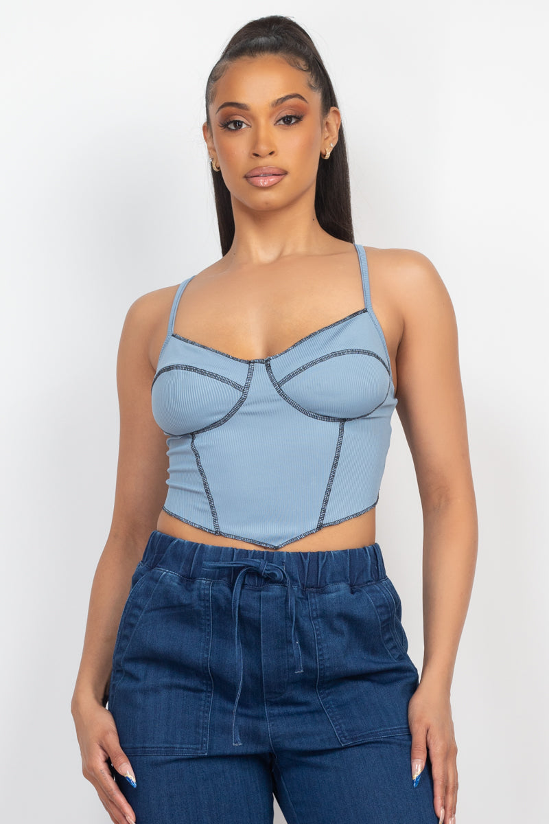 Bustier Sleeveless Ribbed Top - Supreme Deals