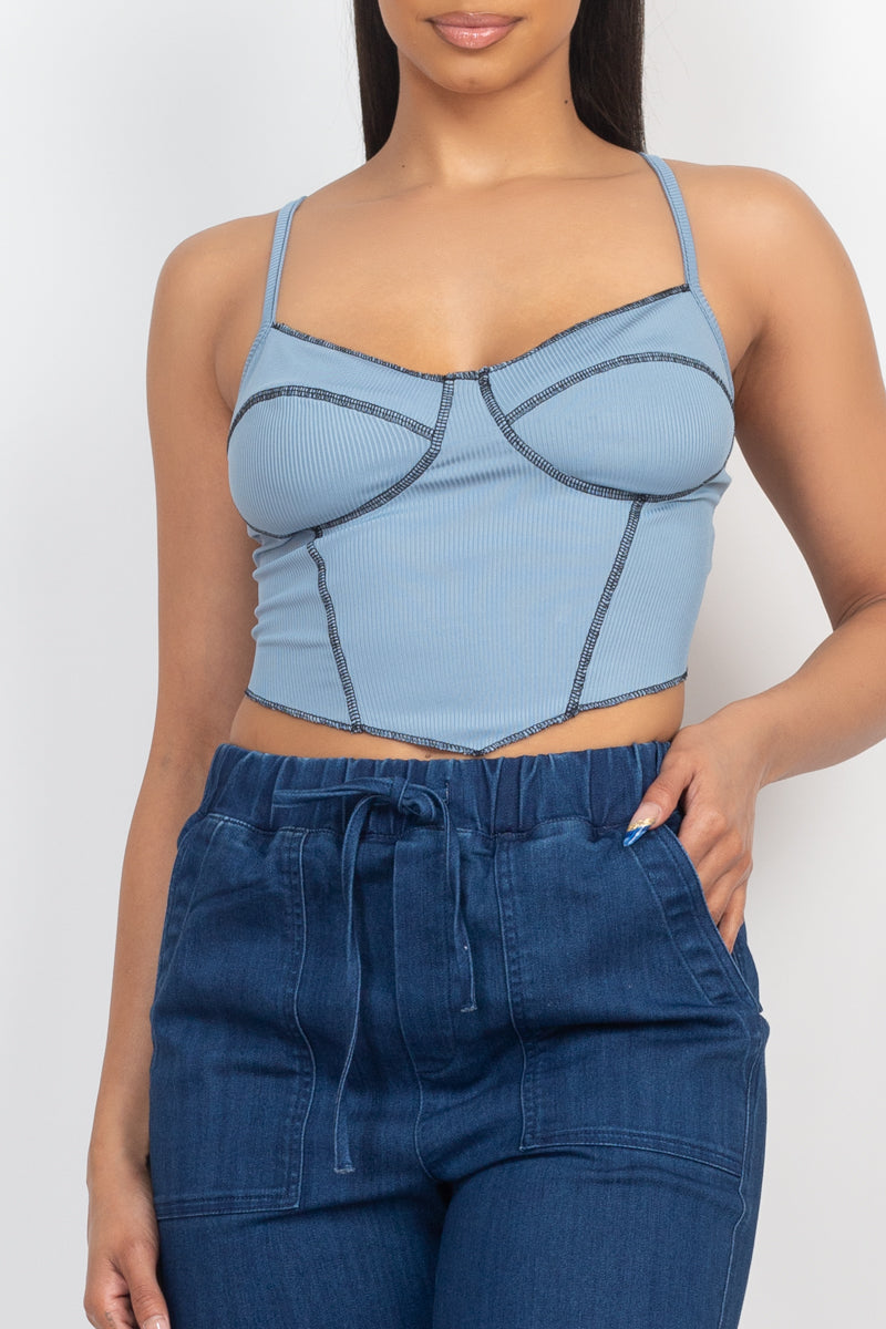 Bustier Sleeveless Ribbed Top - Supreme Deals