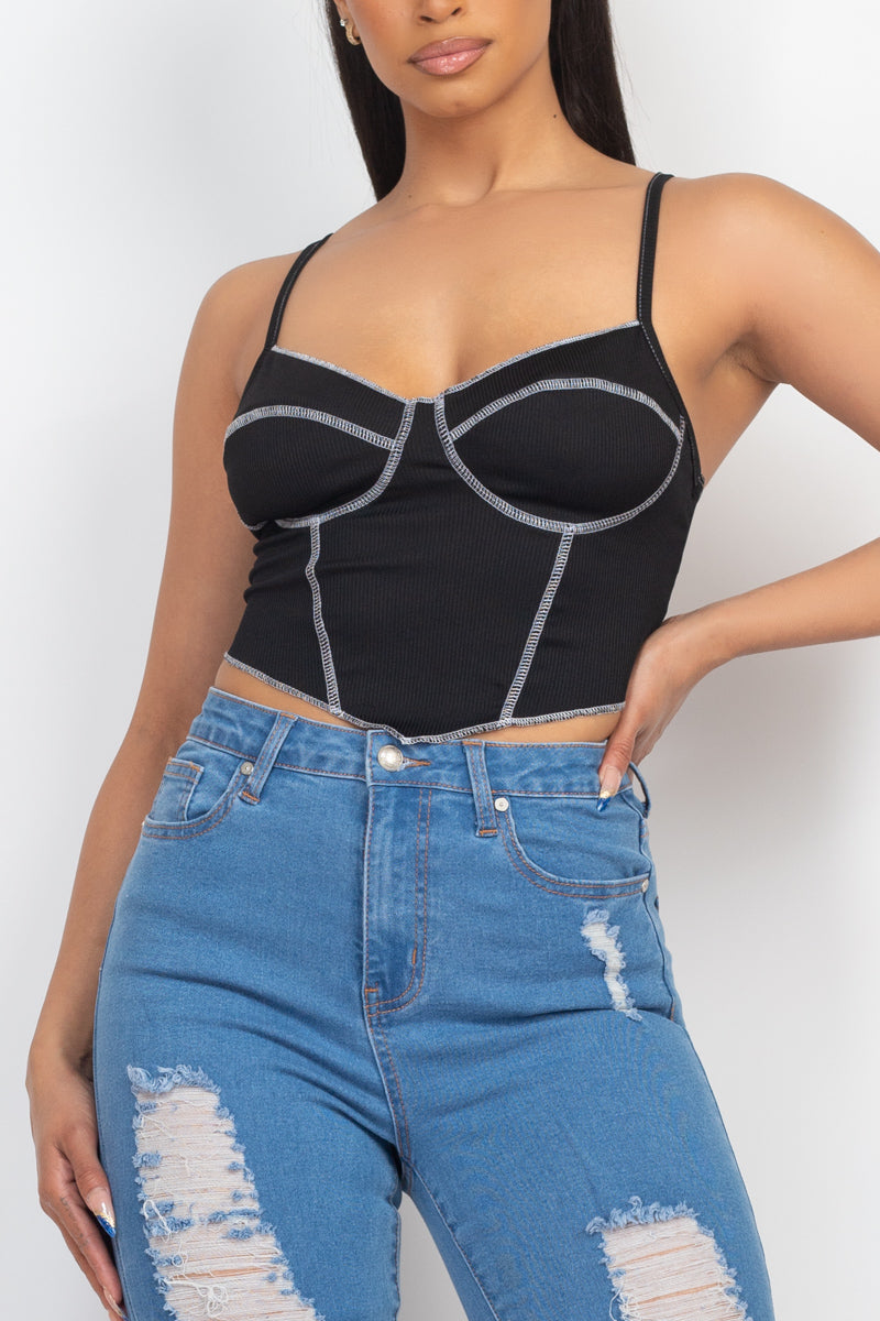 Bustier Sleeveless Ribbed Top - Supreme Deals