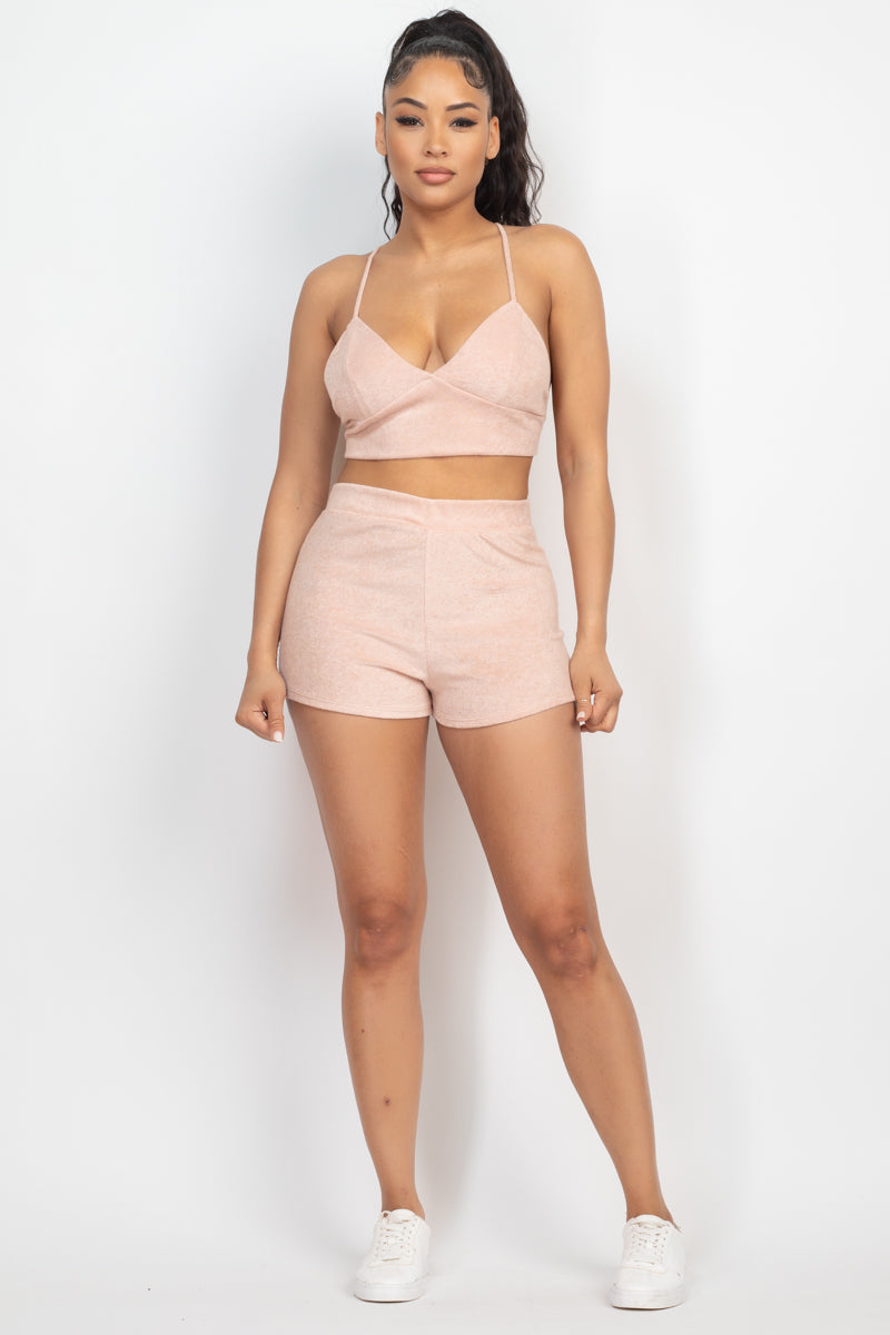 Terry Towel Bralette Top & Mini Shorts Set - Supreme Deals