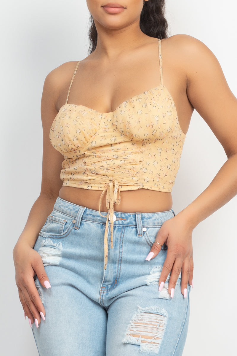 Floral Ditsy Front Tie Top - Supreme Deals