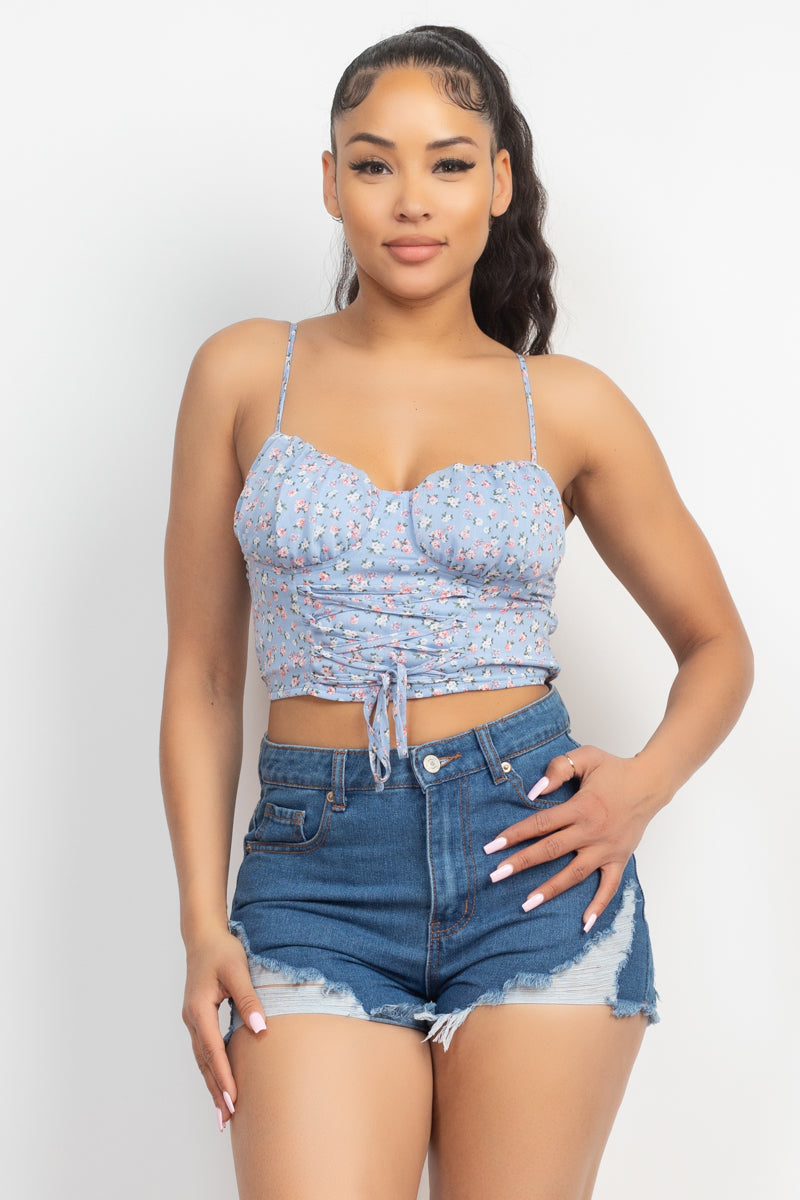 Floral Ditsy Front Tie Top - Supreme Deals