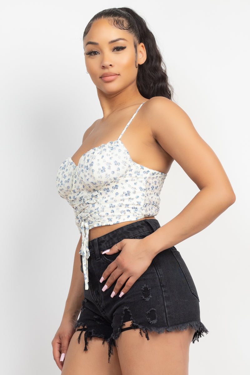 Floral Ditsy Front Tie Top - Supreme Deals