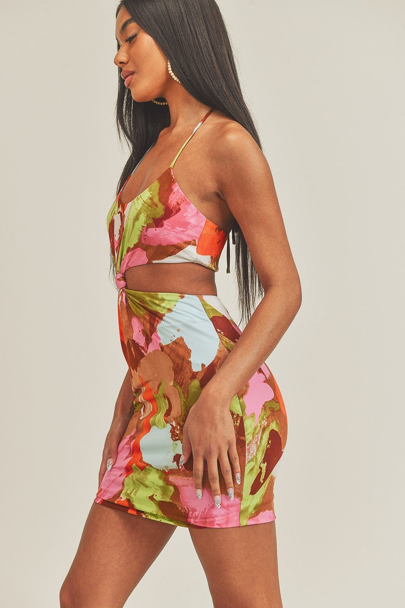 Cut Out Tie Back Halter Dress - Supreme Deals