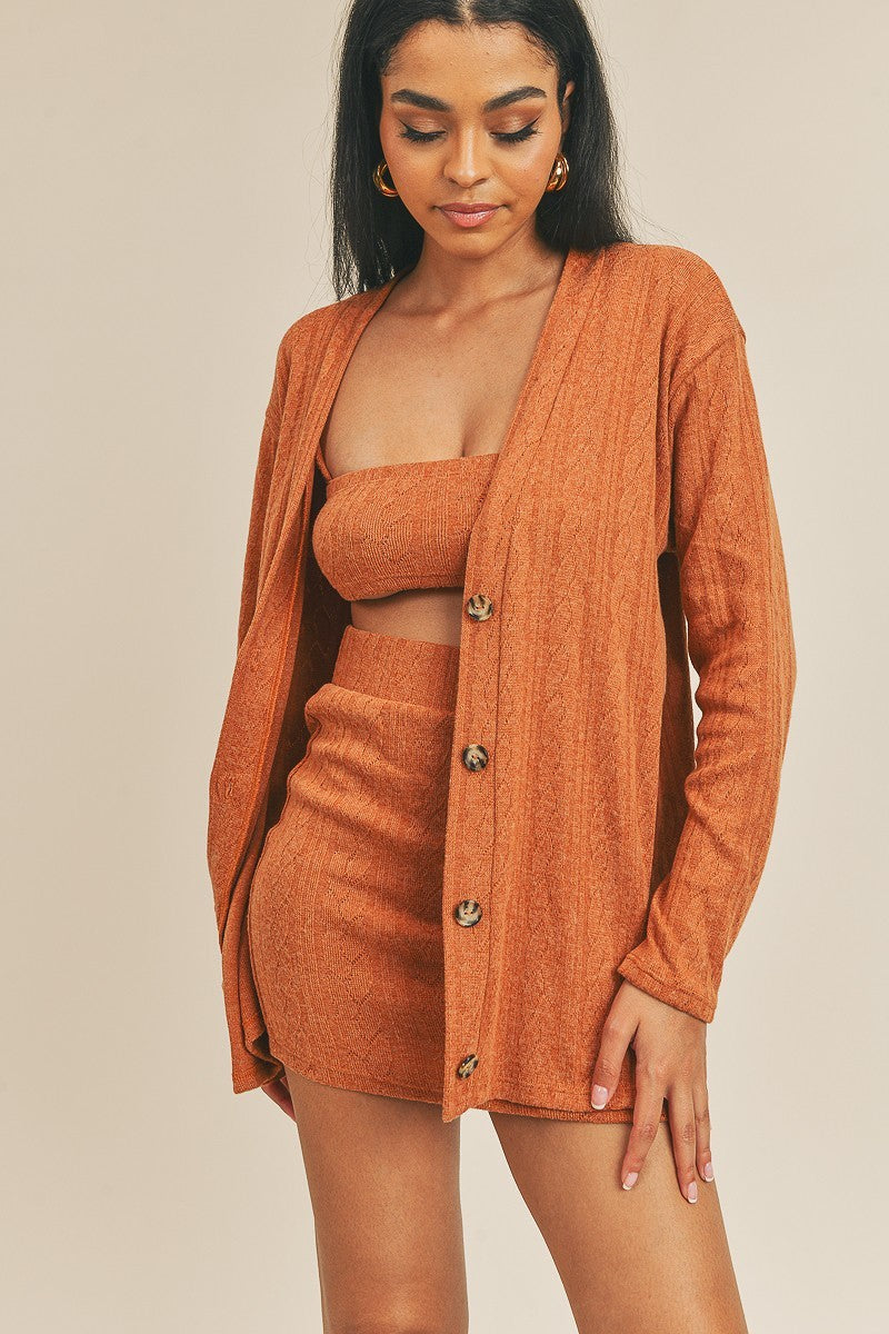 Cardigan Solid Color 3 Piece Set - Supreme Deals