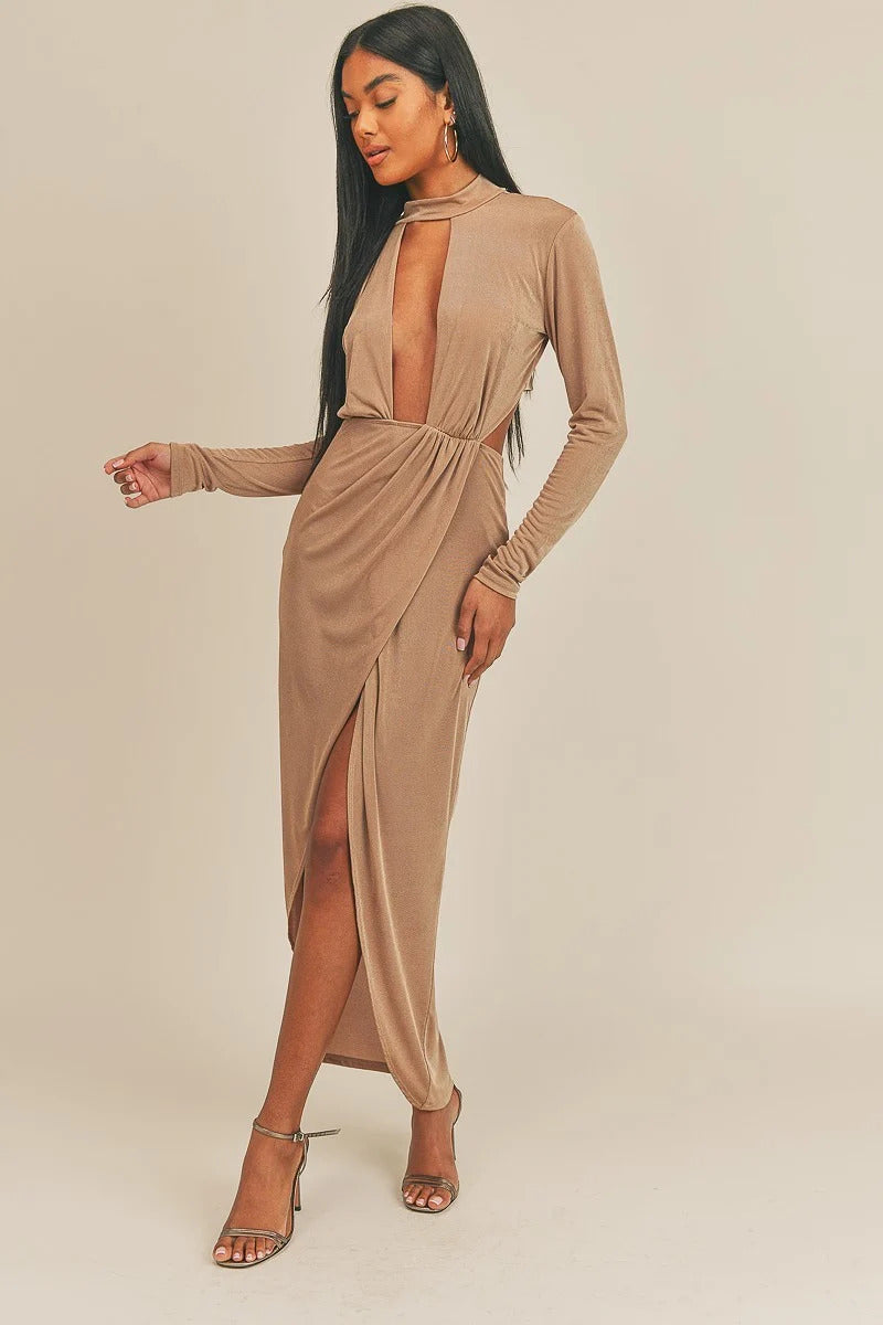 Pecan Brown Open Front Dress - Supreme Deals