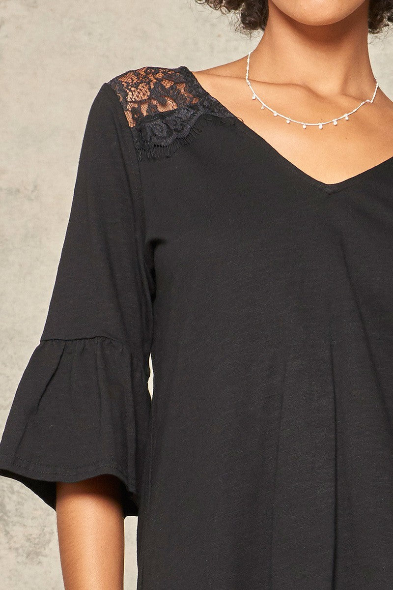 A Knit Top With Deep V Neckline And Yoke Design - Supreme Deals