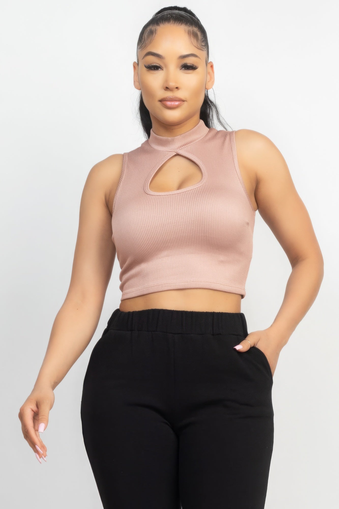 Mock Keyhole-front Crop Top - Supreme Deals