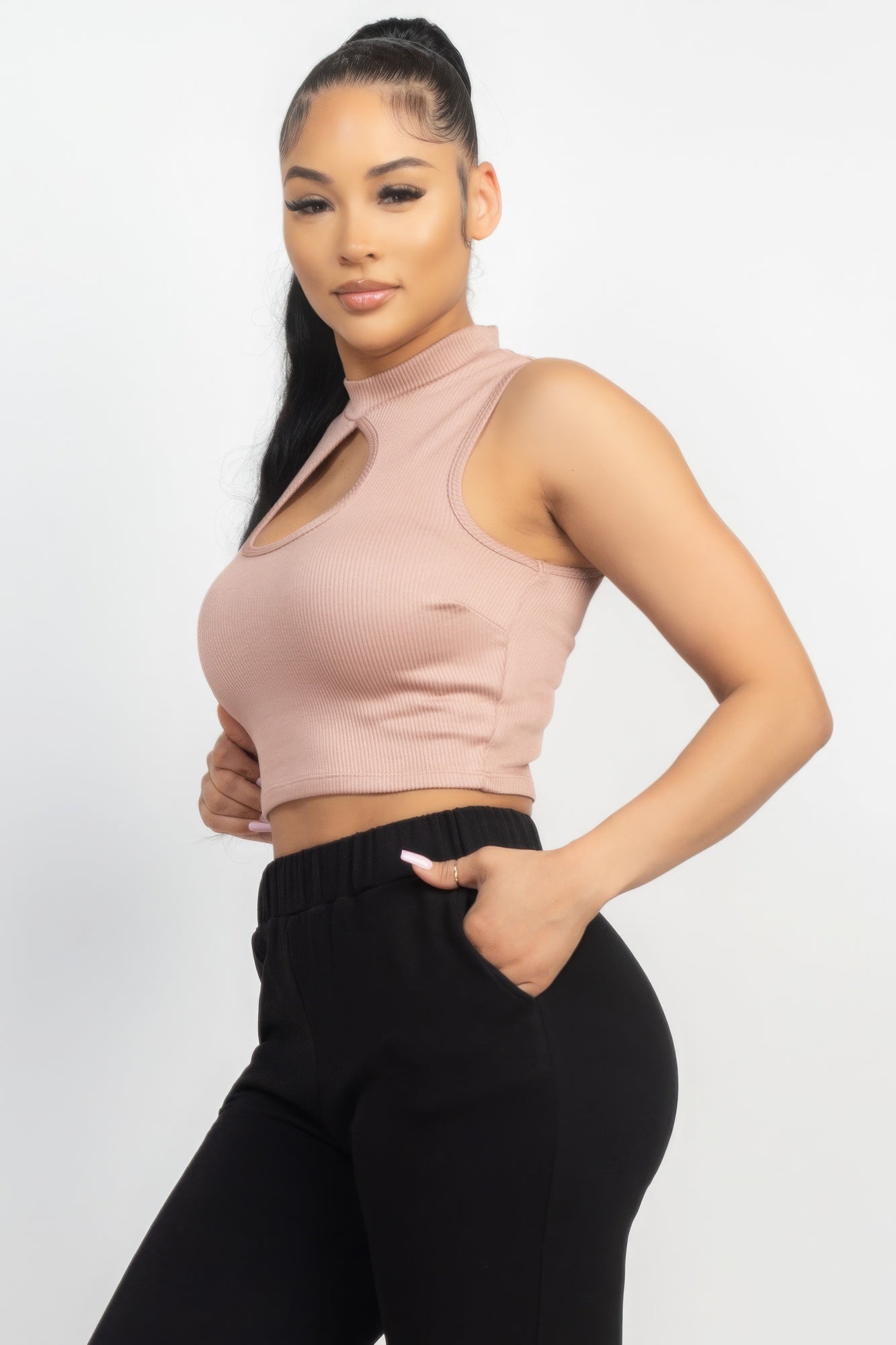 Mock Keyhole-front Crop Top - Supreme Deals