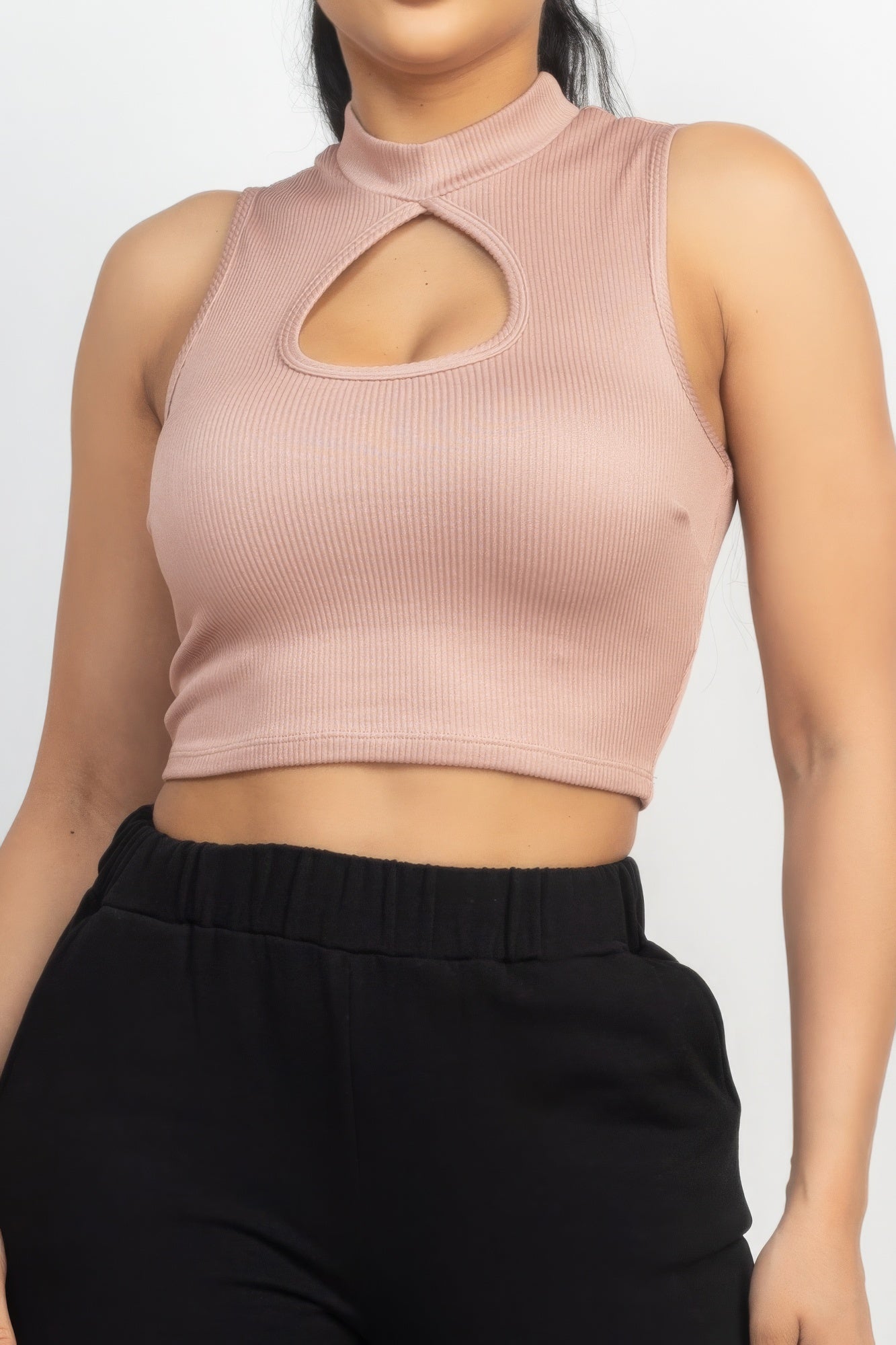 Mock Keyhole-front Crop Top - Supreme Deals