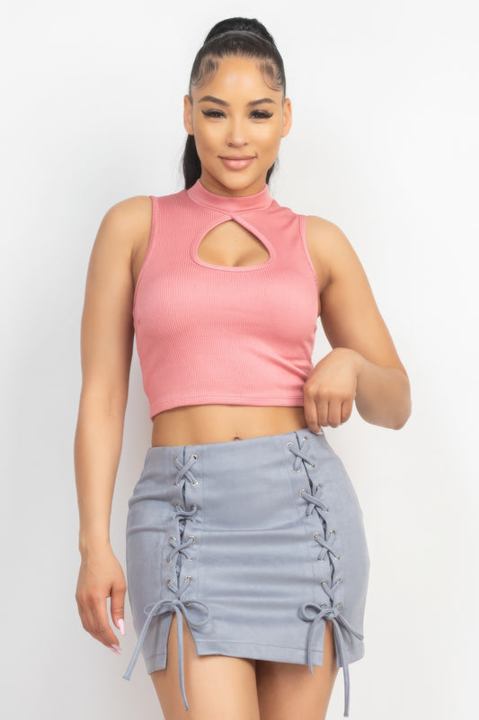 Mock Keyhole-front Crop Top - Supreme Deals