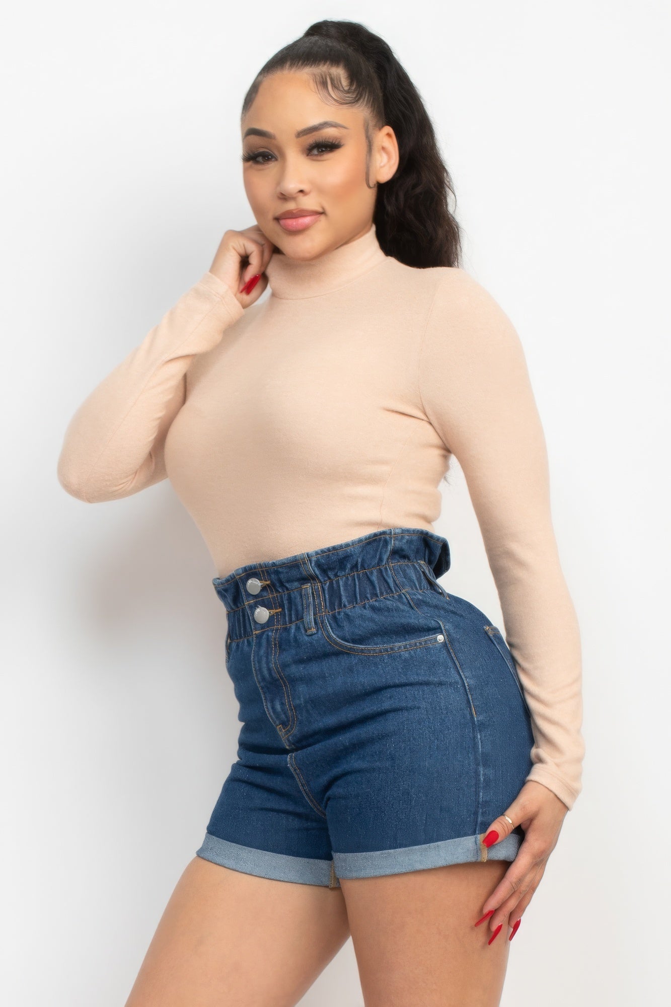 Mock Neck Long Sleeve Top - Supreme Deals