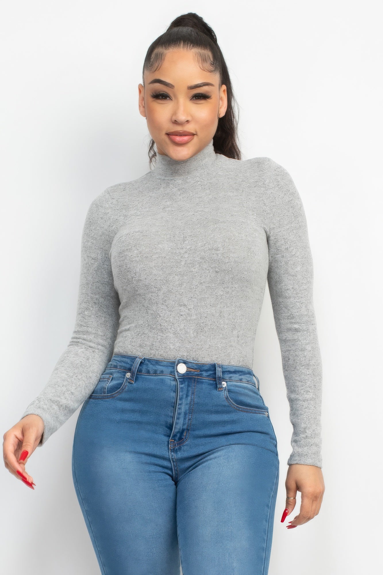 Mock Neck Long Sleeve Top - Supreme Deals