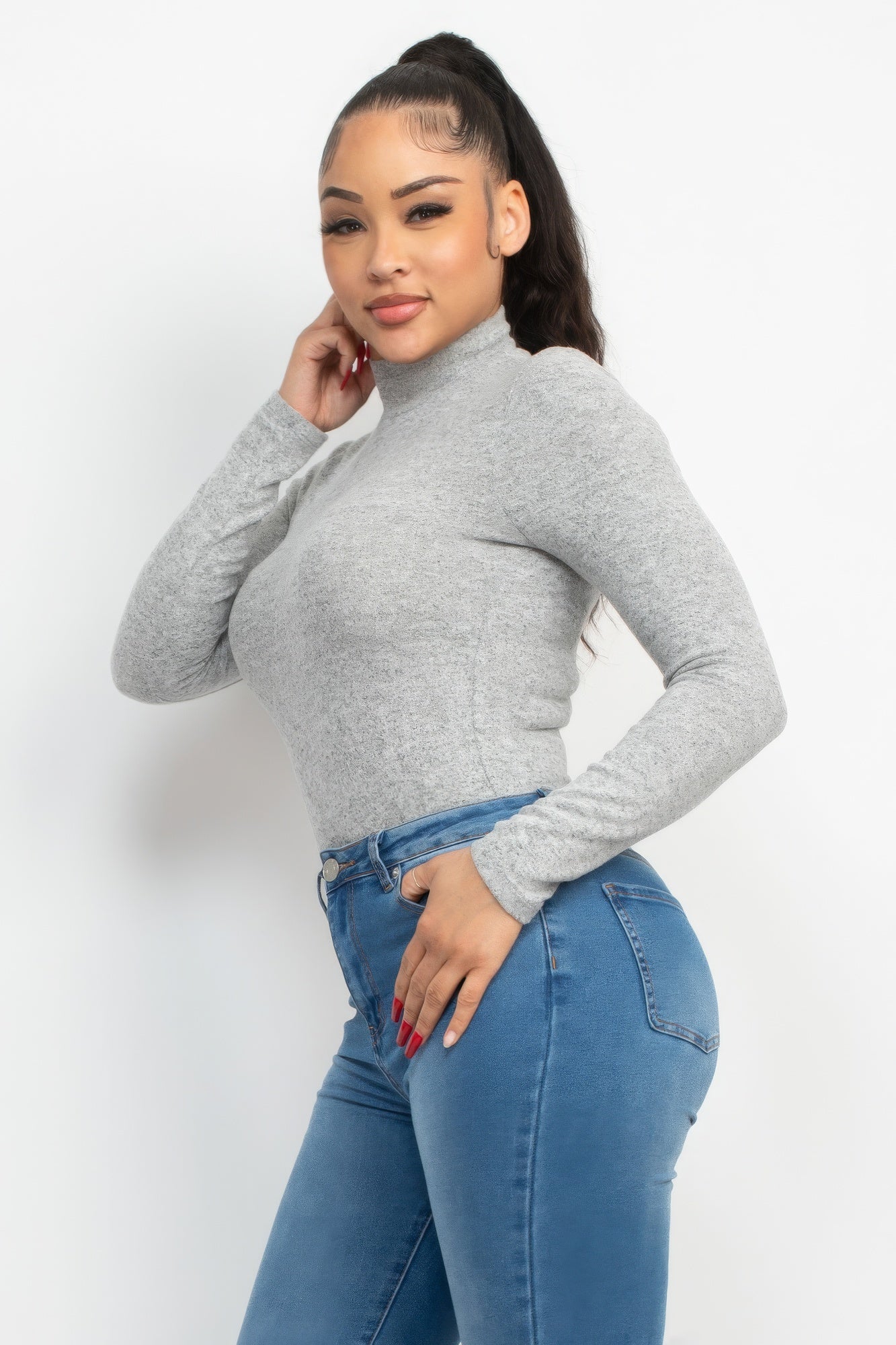 Mock Neck Long Sleeve Top - Supreme Deals