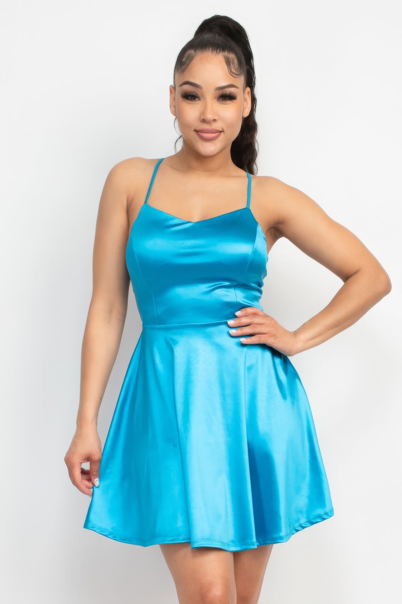 Crisscross A-line Cinched Skater Dress - Supreme Deals