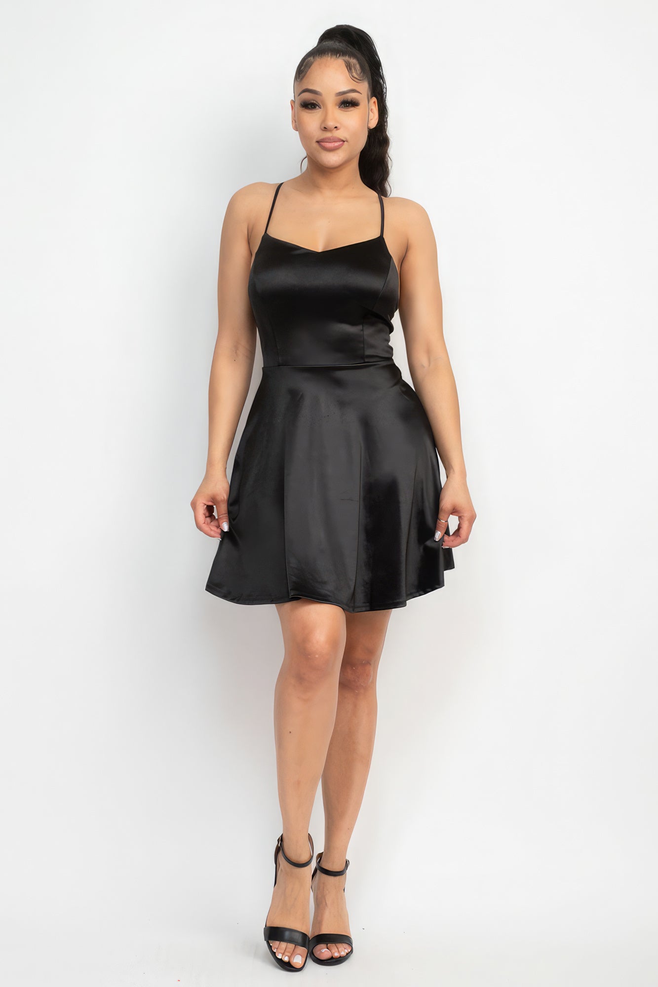 Crisscross A-line Cinched Skater Dress - Supreme Deals