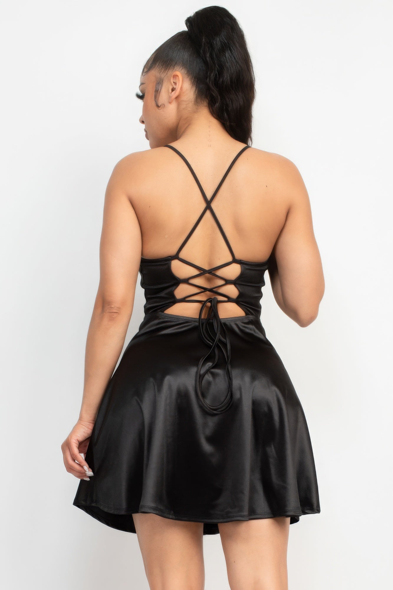 Crisscross A-line Cinched Skater Dress - Supreme Deals