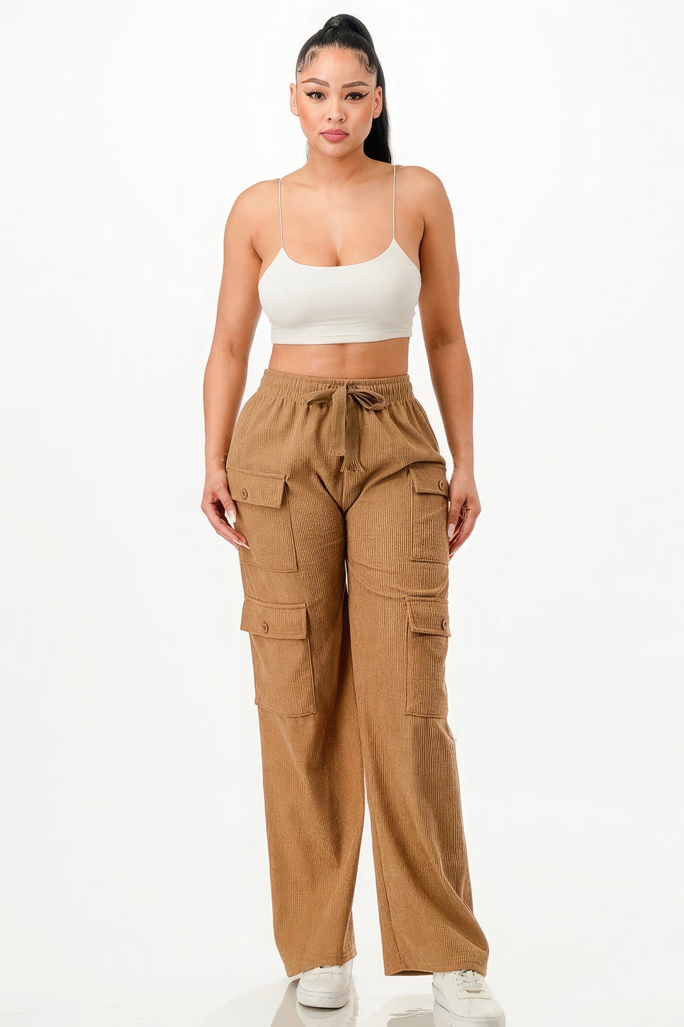 Solid Corduroy Cargo Pants - Supreme Deals