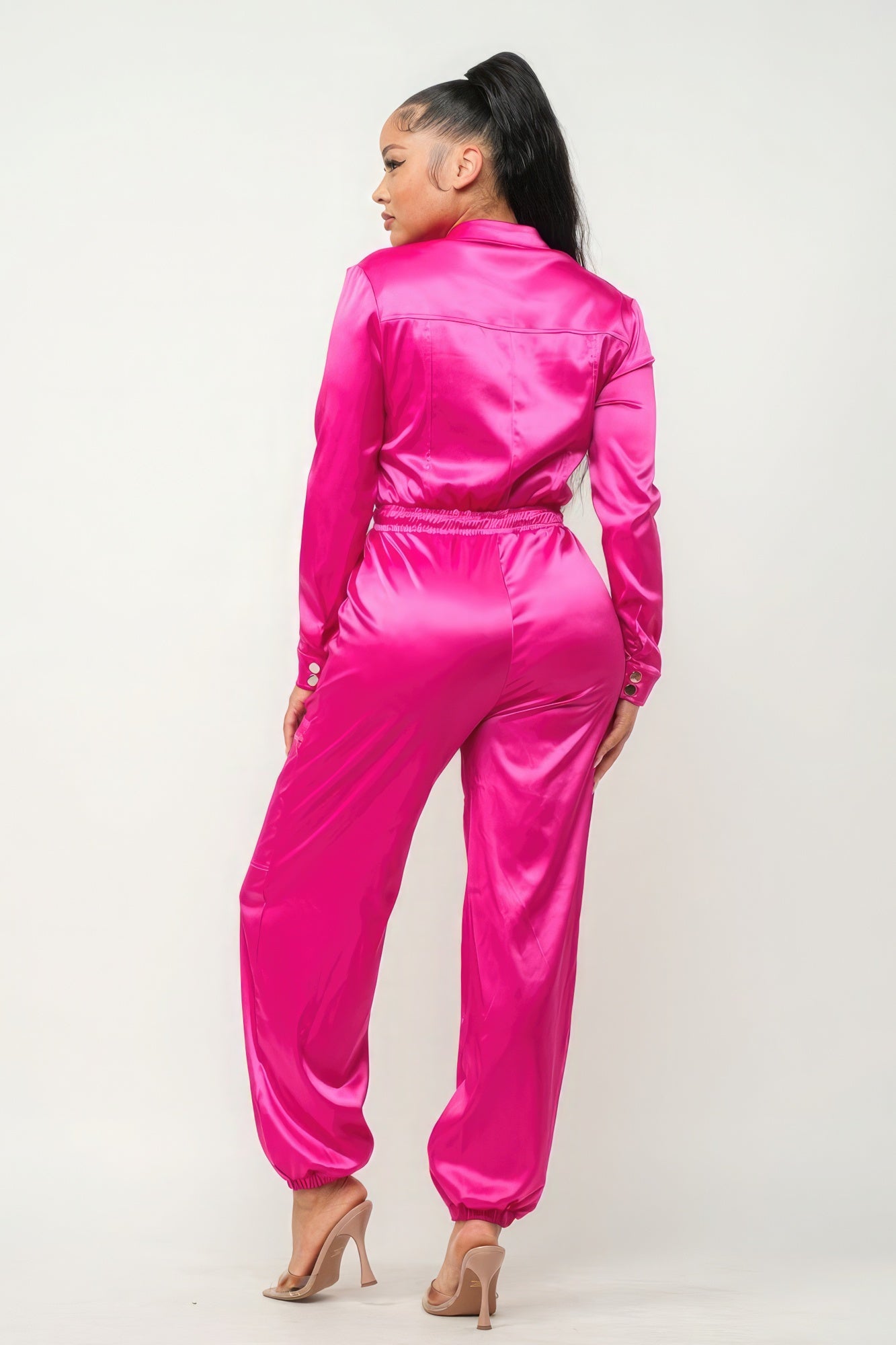 Front Zipper Pockets Top And Pants Jumpsuit - Supreme Deals