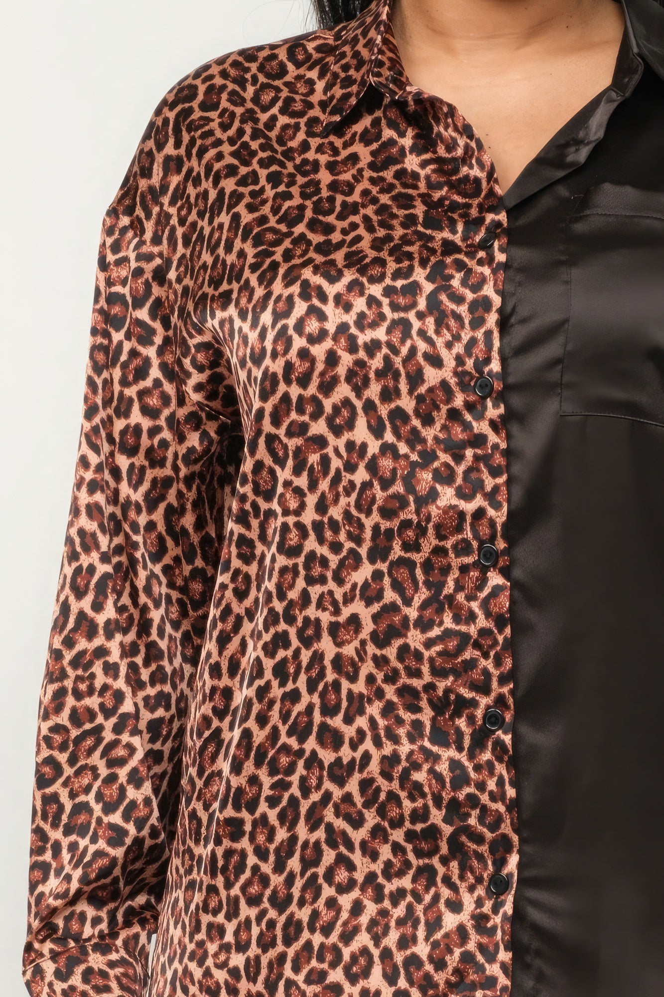 Half Animal Print And Half Solid Top And Pants Set - Supreme Deals