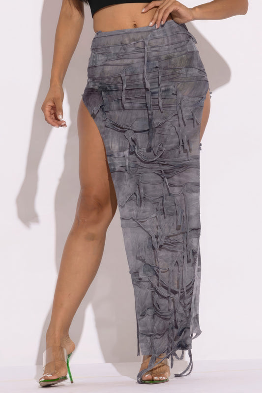 Distressed Thigh Slit Maxi Skirt - Supreme Deals