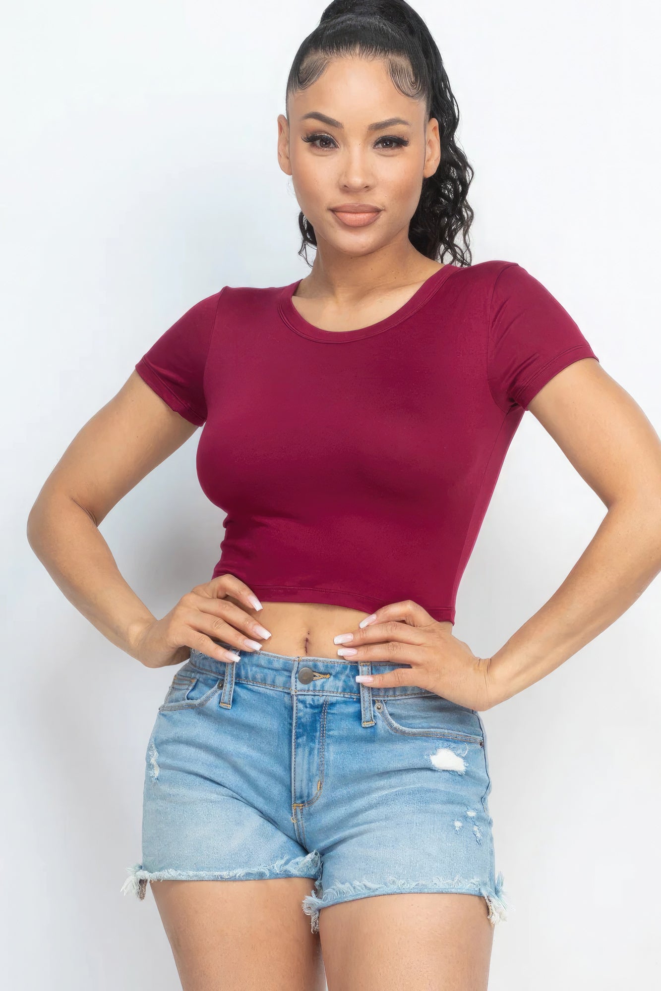 Short Sleeve Roundneck Crop Top - Supreme Deals