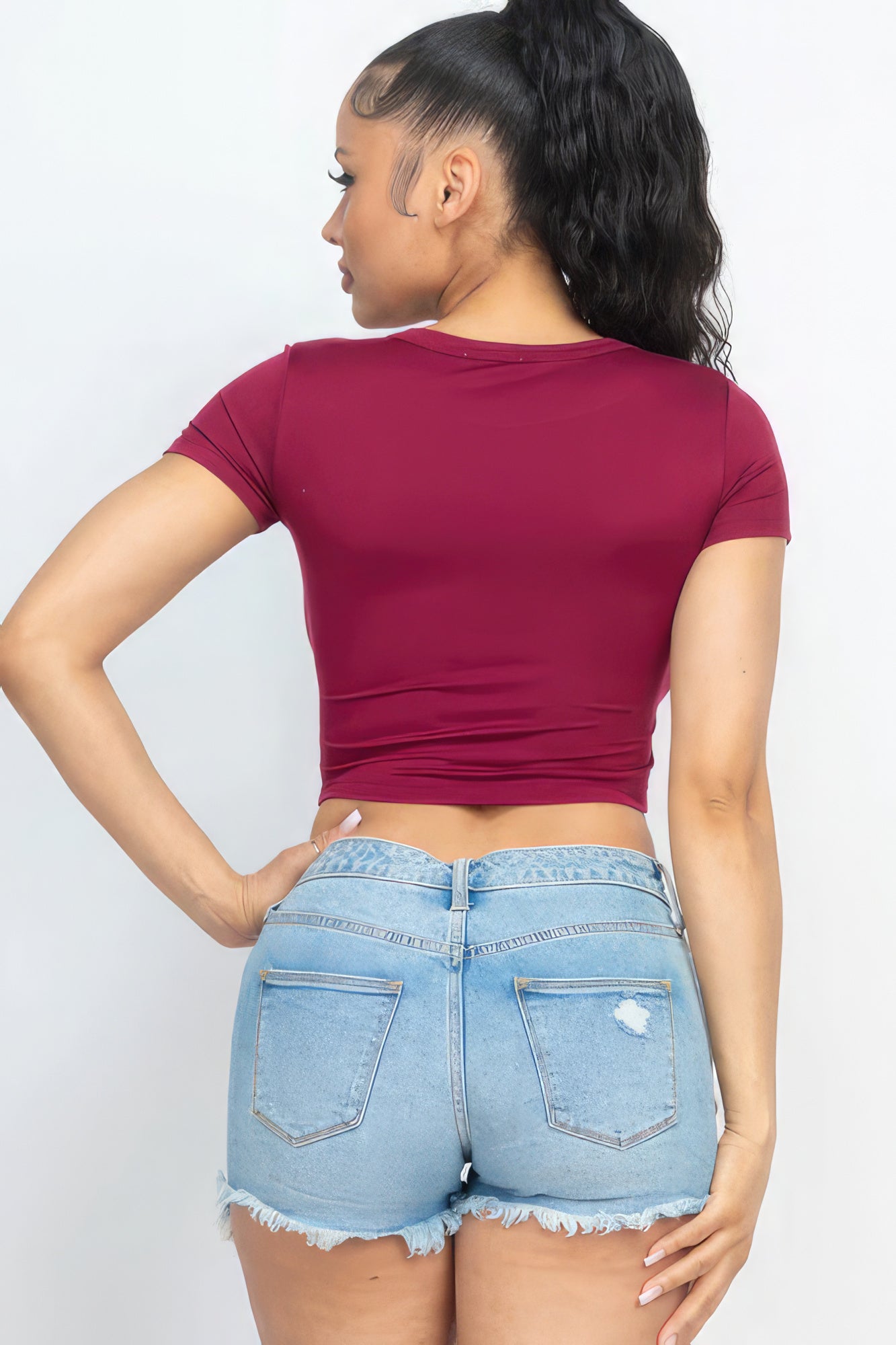 Short Sleeve Roundneck Crop Top - Supreme Deals