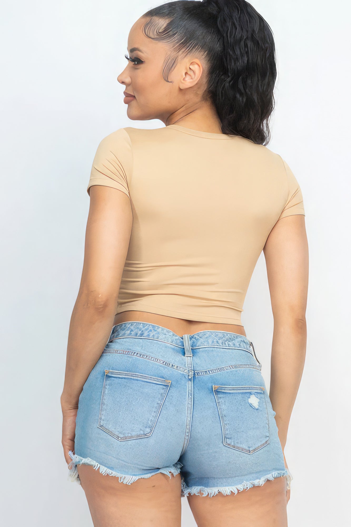 Short Sleeve Roundneck Crop Top - Supreme Deals