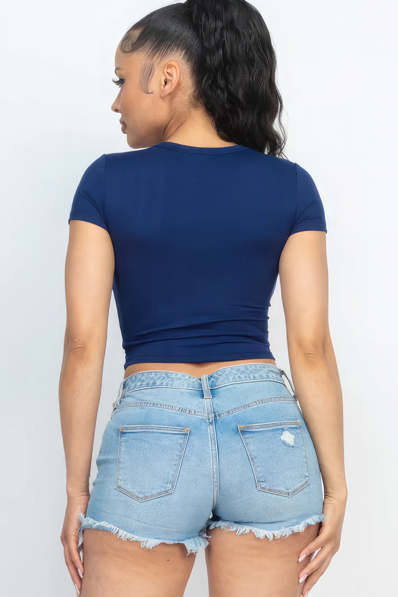 Short Sleeve Roundneck Crop Top - Supreme Deals