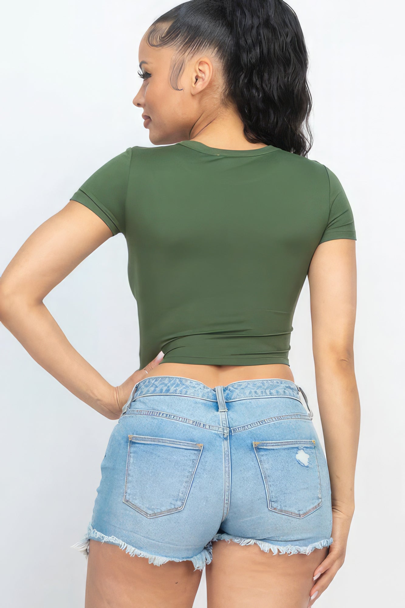 Short Sleeve Roundneck Crop Top - Supreme Deals