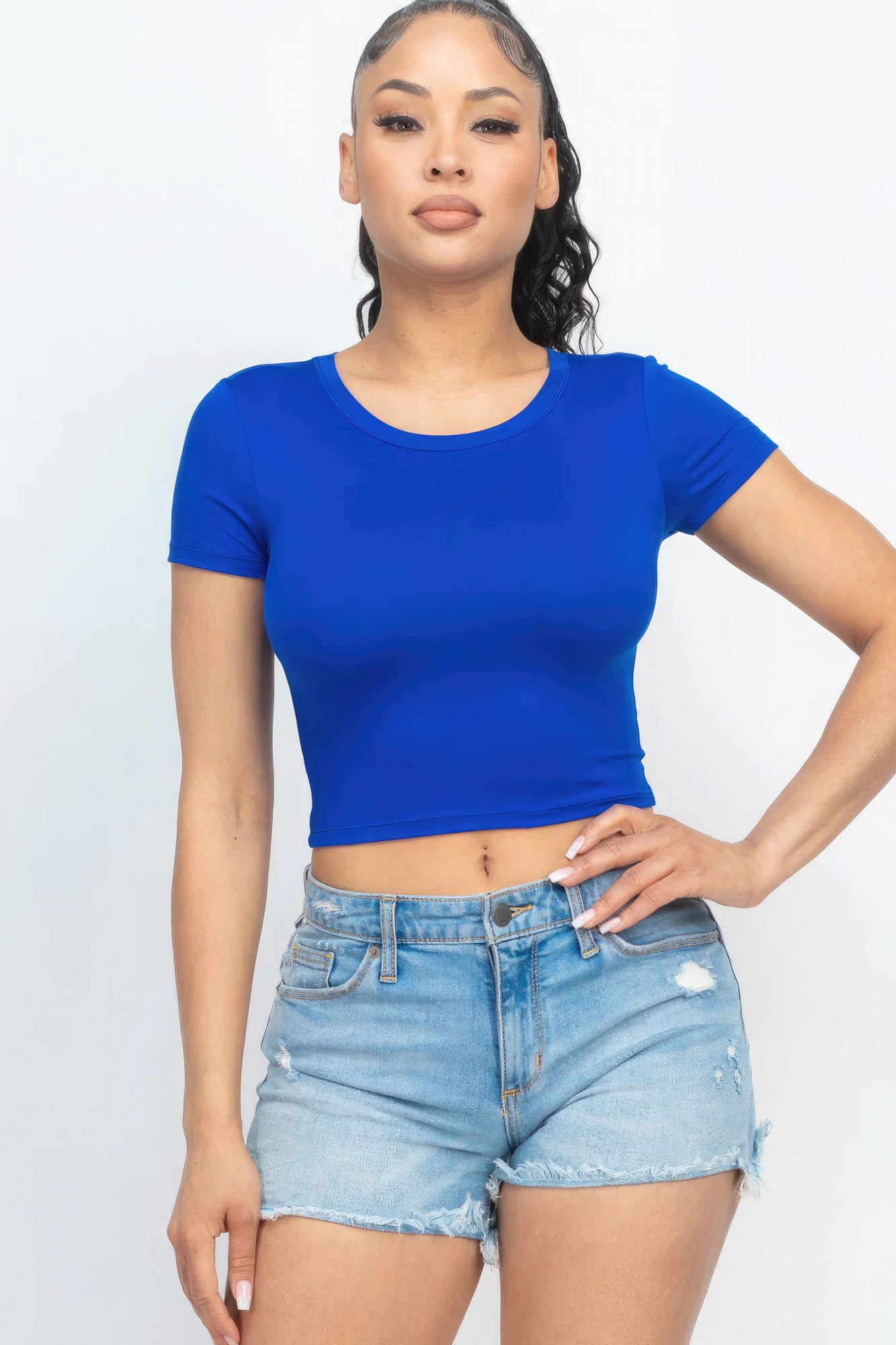 Short Sleeve Roundneck Crop Top - Supreme Deals