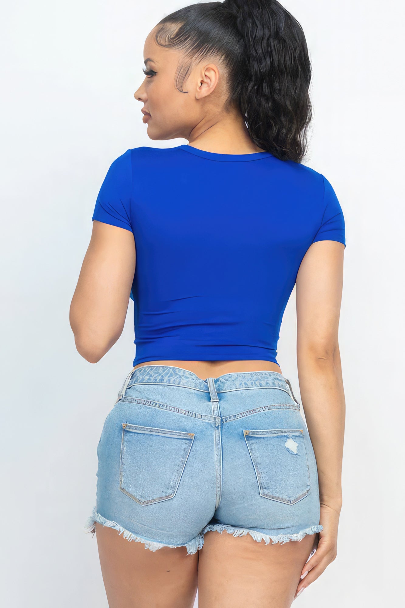 Short Sleeve Roundneck Crop Top - Supreme Deals