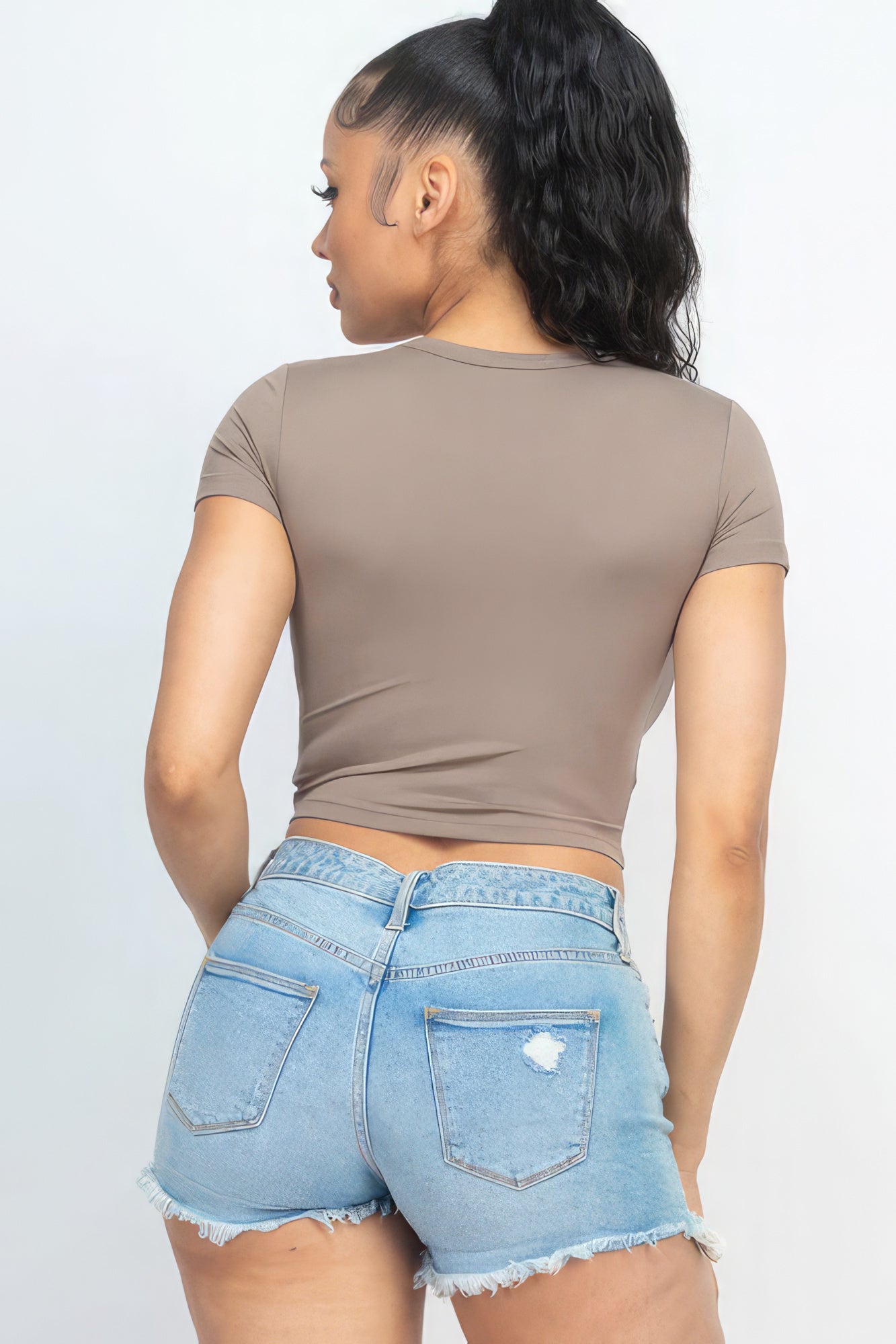 Short Sleeve Roundneck Crop Top - Supreme Deals